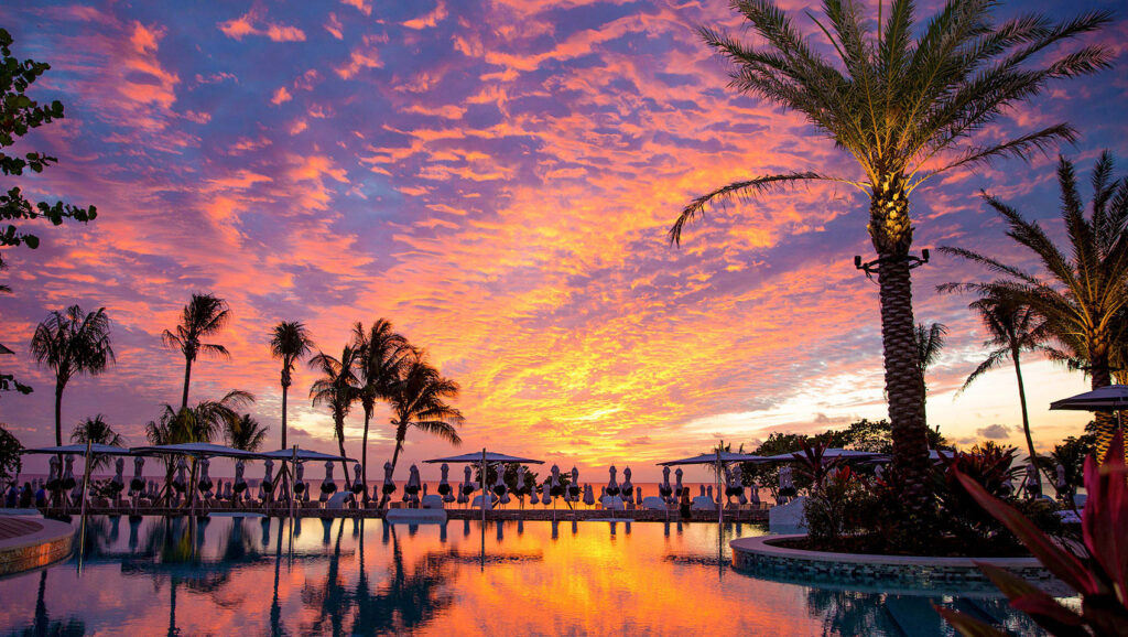Colorful beach sunset on Grand Cayman