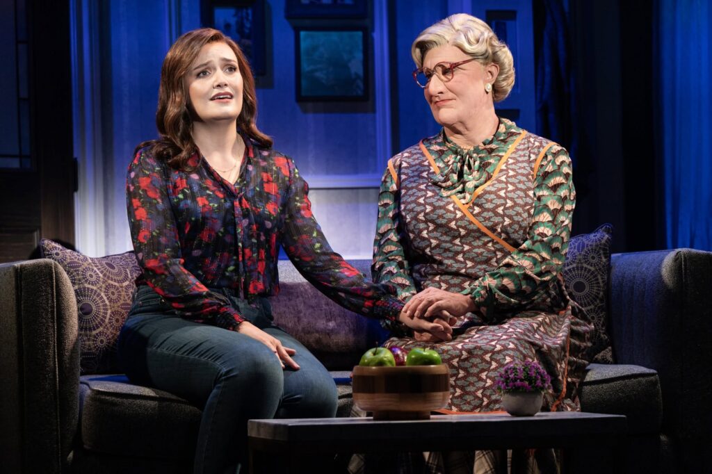 Characters on stage acting scenes from Mrs. Doubtfire the Musical