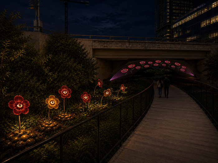 art installation entitled "Nocturnal Garden" by Yuliya Lanina for for Creek Show 2026