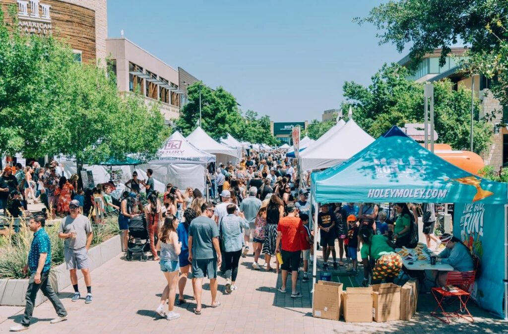 Tents line the streets at the Hill Country Galleria in Bee Cave for the annual festival and market.