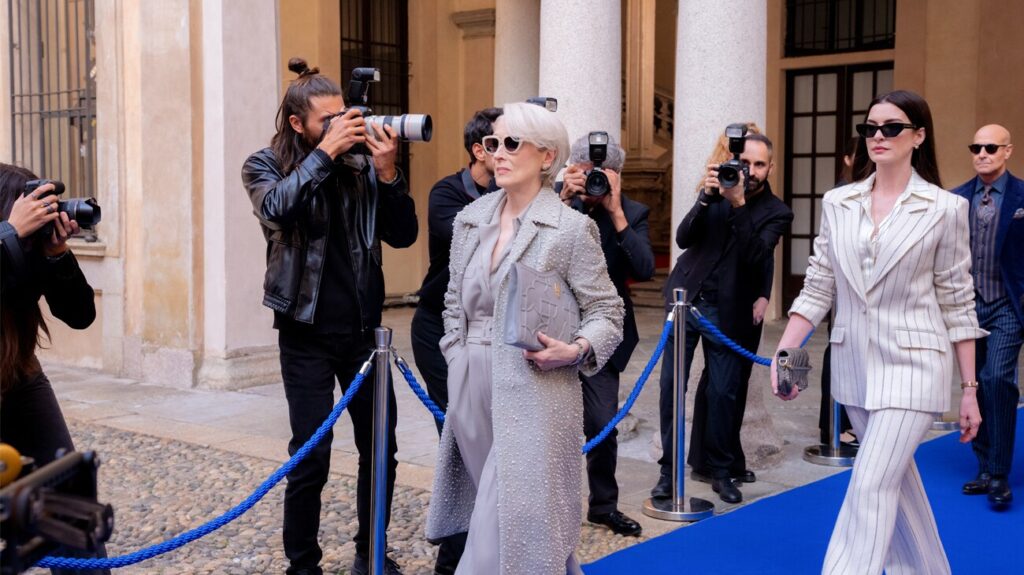 Meryl Streep as Miranda Priestly and Anne Hathaway as Andy Sachs in “The Devil Wears Prada 2.”
