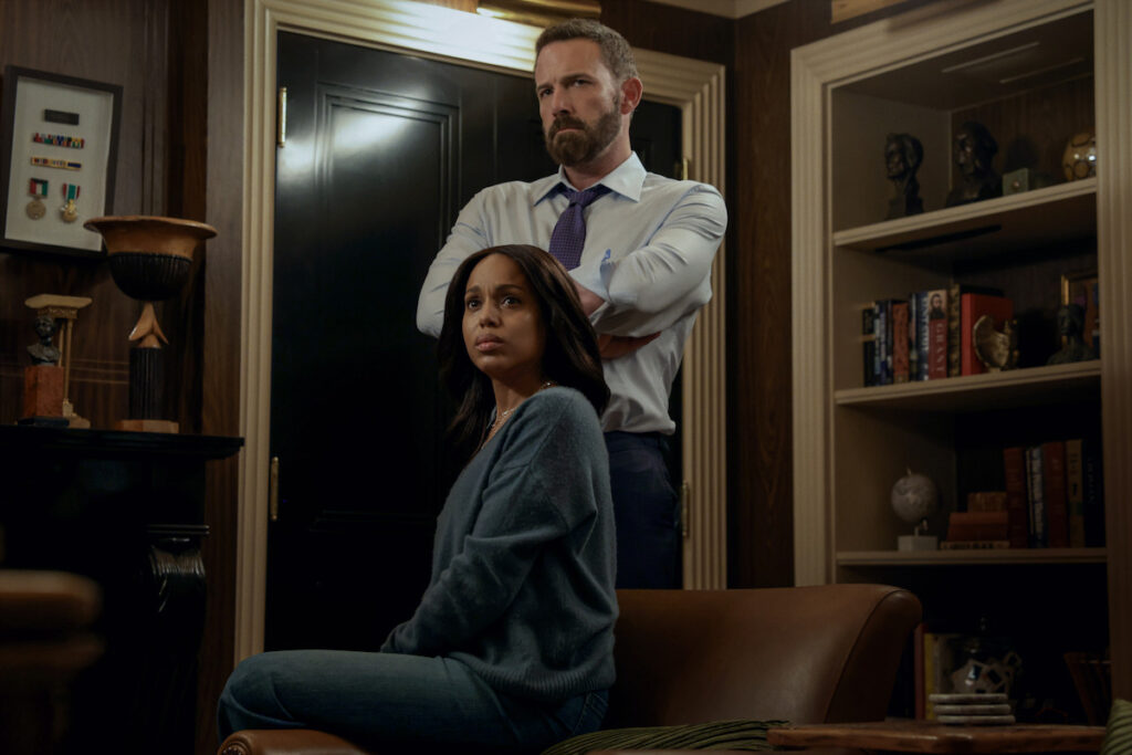 Kerry Washington and Ben Affleck star in “Animals,” streaming on Netflix. (Photo by Warrick Page/Netflix)