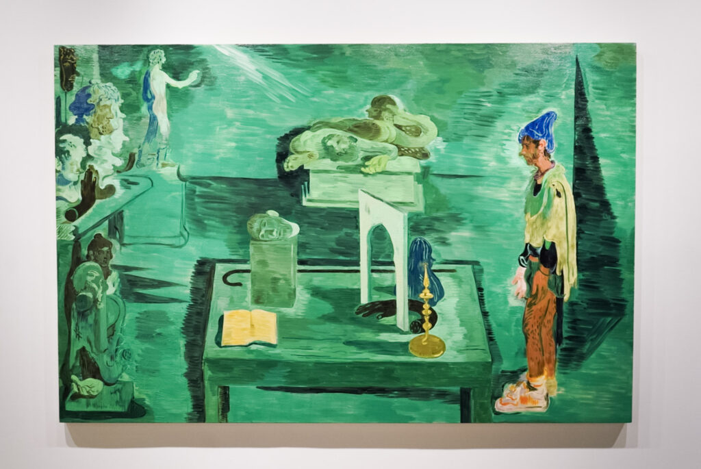 A work by Salman Toor is featured in Ostillo’s exhibition, “Masquerade.”