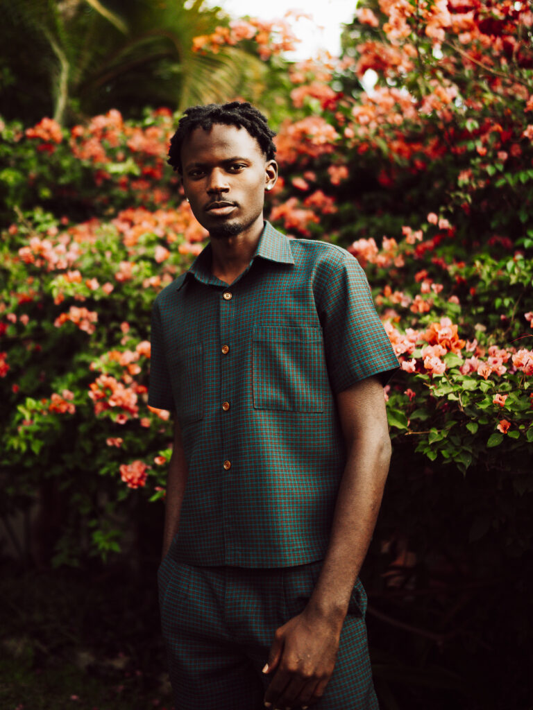 The rewashed, well-worn quality of Ugandan school clothing inspired Muyinza's approach to durability.