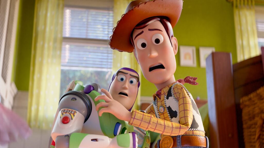 Woody and Buzz Lightyear return in Disney and Pixar’s “Toy Story 5,” streaming Sept. 23 on Disney+. (Courtesy of Pixar)