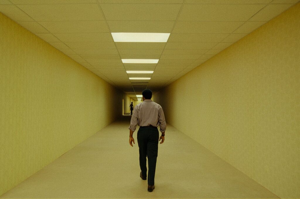 from “Backrooms,” streaming Sept. 25 on HBO Max. (Courtesy of A24)