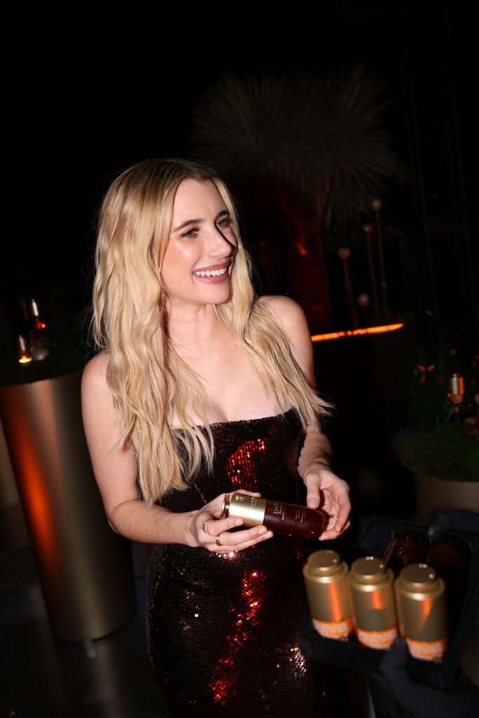Emma Roberts attends Clarins Lights Up the Austin Skyline with a Celebration of Skin Longevity and The Launch of Double Serum Serum Eye During Grand Prix Weekend on October 24, 2026 in Austin, Texas. (Photo by Marcus Ingram/Getty Images for Clarins)