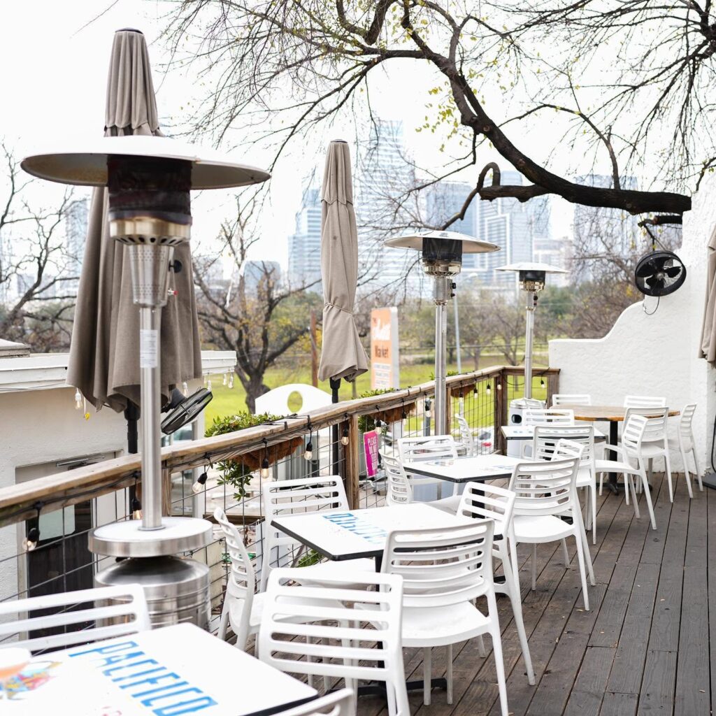El Alma’s rooftop patio offers views of downtown Austin.