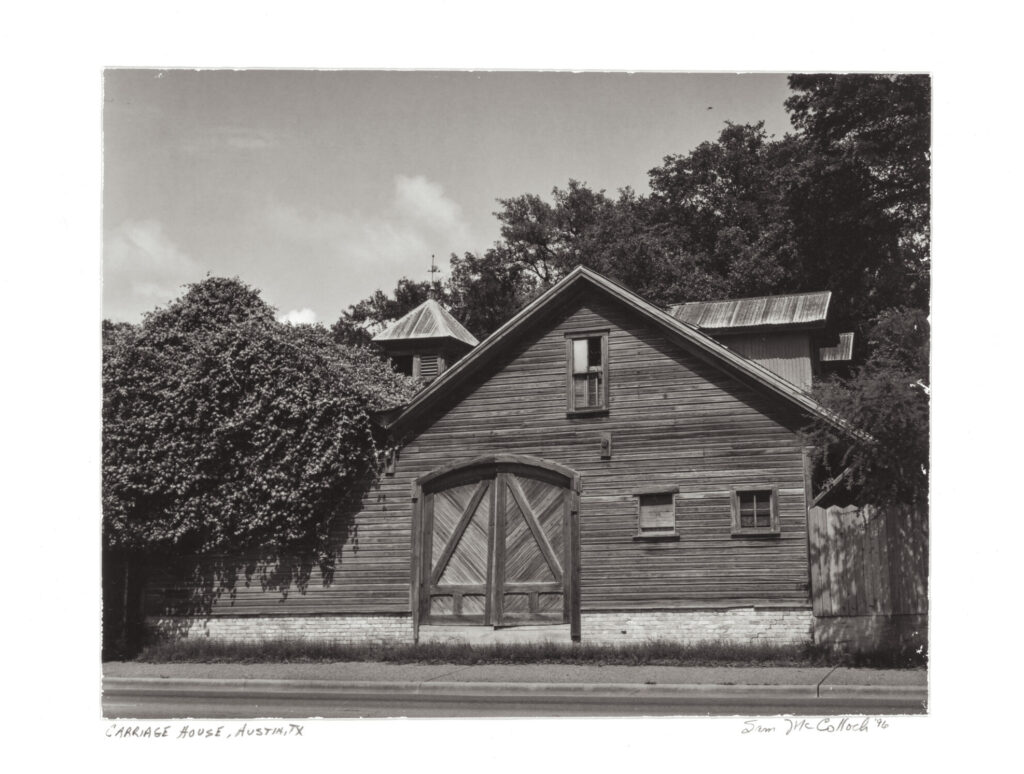 Built for Jesse Lincoln Driskill in 1885, the carriage house sheltered horses and delivery vehicles before moving to the Wildflower Center in 2001.