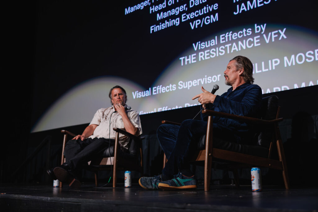Richard Linklater and Ethan Hawke at an AFS Cinema Q&A in Austin. (Photo by Heather Leah Kennedy)