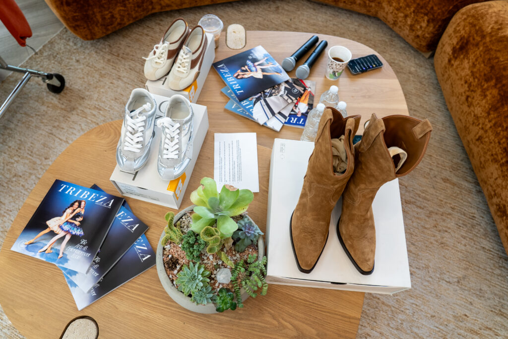 A collection of footwear at the TRIBEZA Trick Chat with Estilo owners.