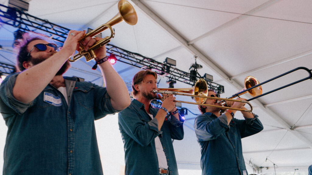 Horn players on stage at ACL Festival